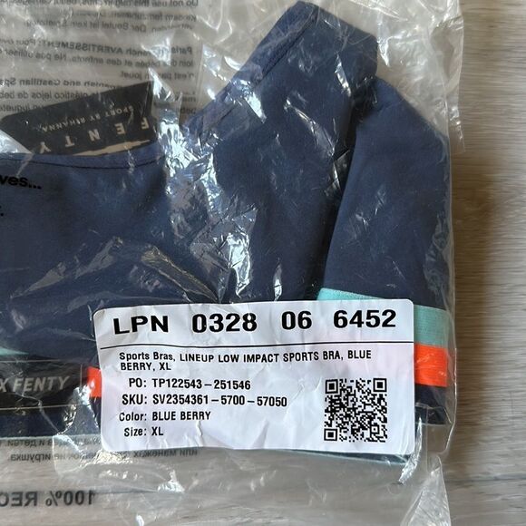 Savage x Fenty Lineup Low-Impact‎ Sport Bra Blue/Orange XL Blue Berry NWT IN PKG - Picture 6 of 7